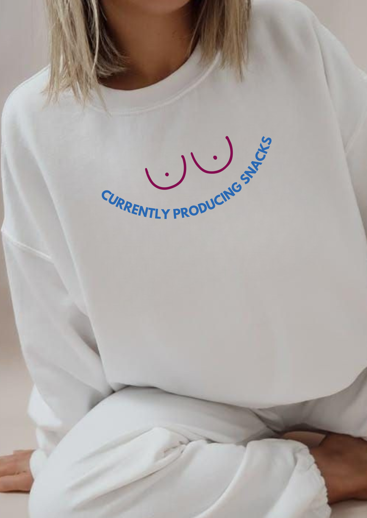 Currently Producing Snacks Sweatshirt | Embroidered Crewneck for Moms