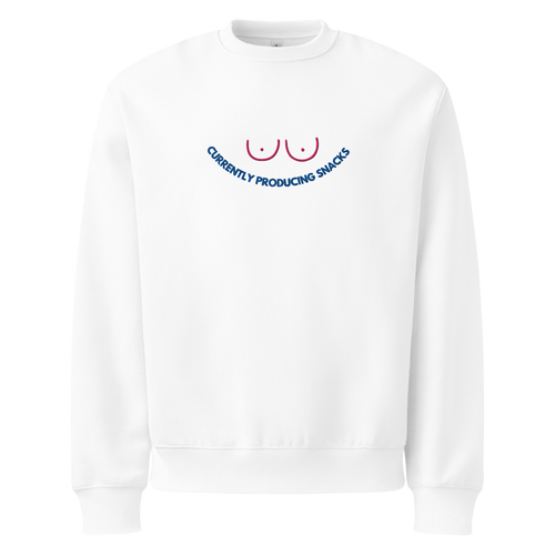 Currently Producing Snacks Sweatshirt | Embroidered Crewneck for Moms